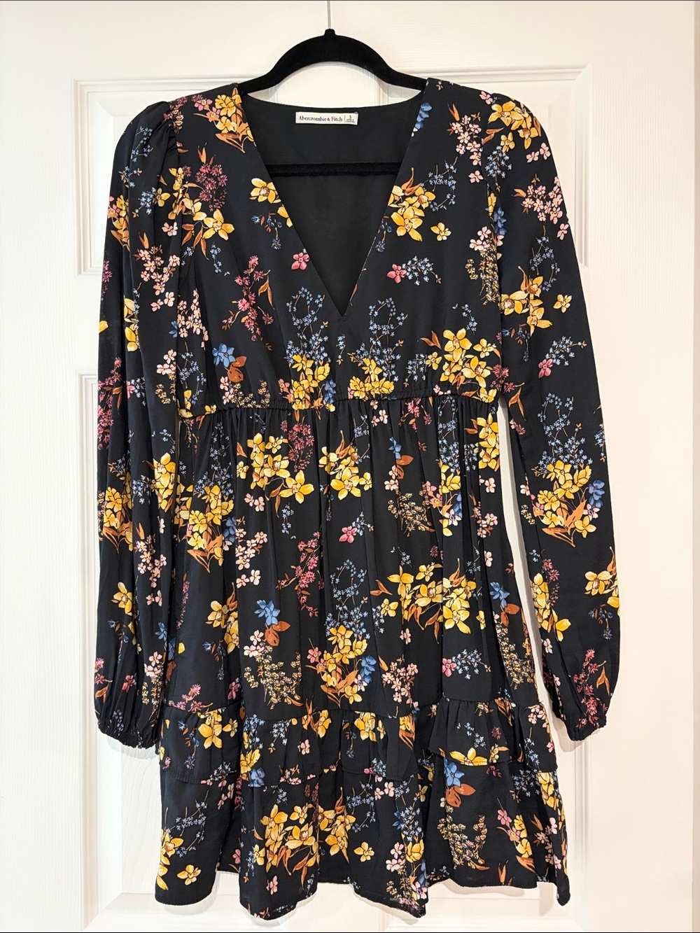 Abercrombie & Fitch Black Floral Mini Dress - Yellow, Blue, Pink